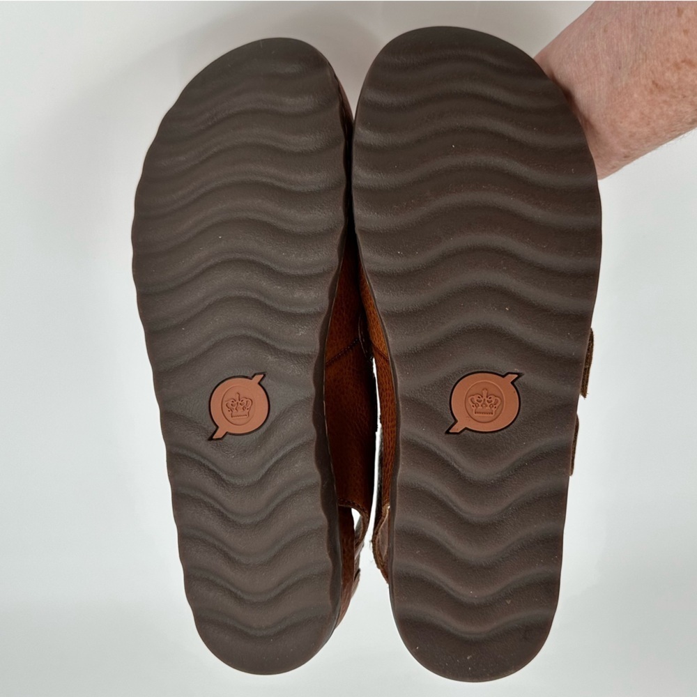 BORN Handcrafted Leather Brown Comfort Double Strap Loafers Mules Size 9M - Picture 13 of 16